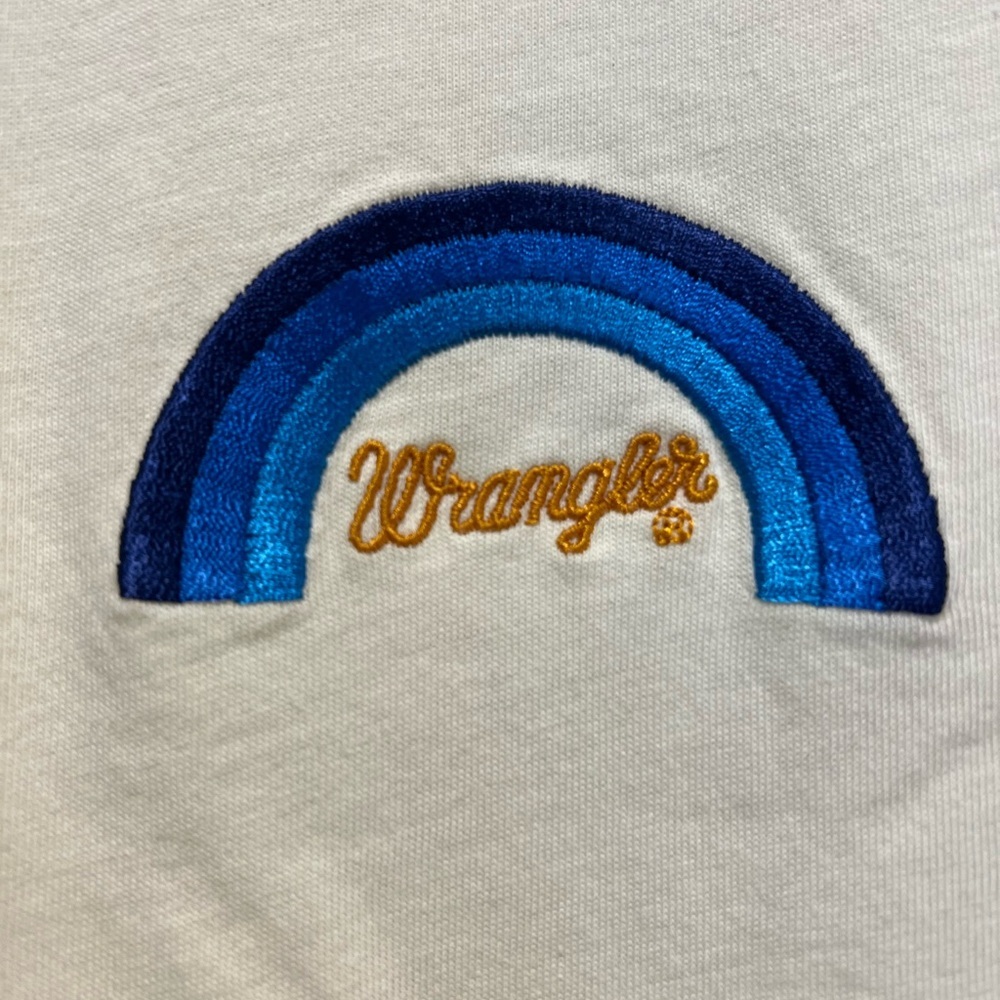 Sandro Paris x Wrangler Cream Rainbow Tee Size M NWT - Picture 3 of 8